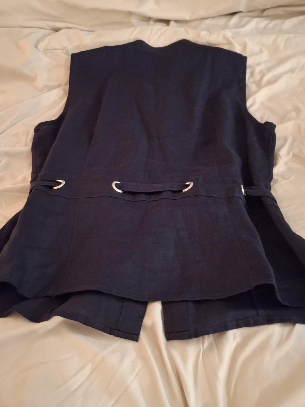 Carole Little Women's Navy Sleeveless Linen Top - Picture 5 of 6